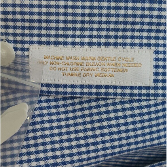 Roundtree & Yorke Advanced Gold Label Gingham Shirt Men's 18/34-35 No Iron NEW! - Picture 7 of 10